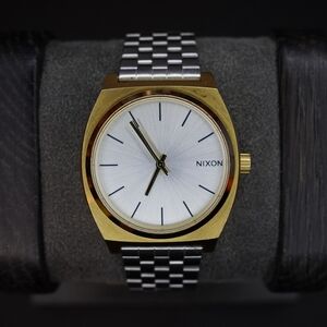 Nixon Time Teller Two-Tone Stainless Steel Watch Gold Case, Silver Sunburst Dial